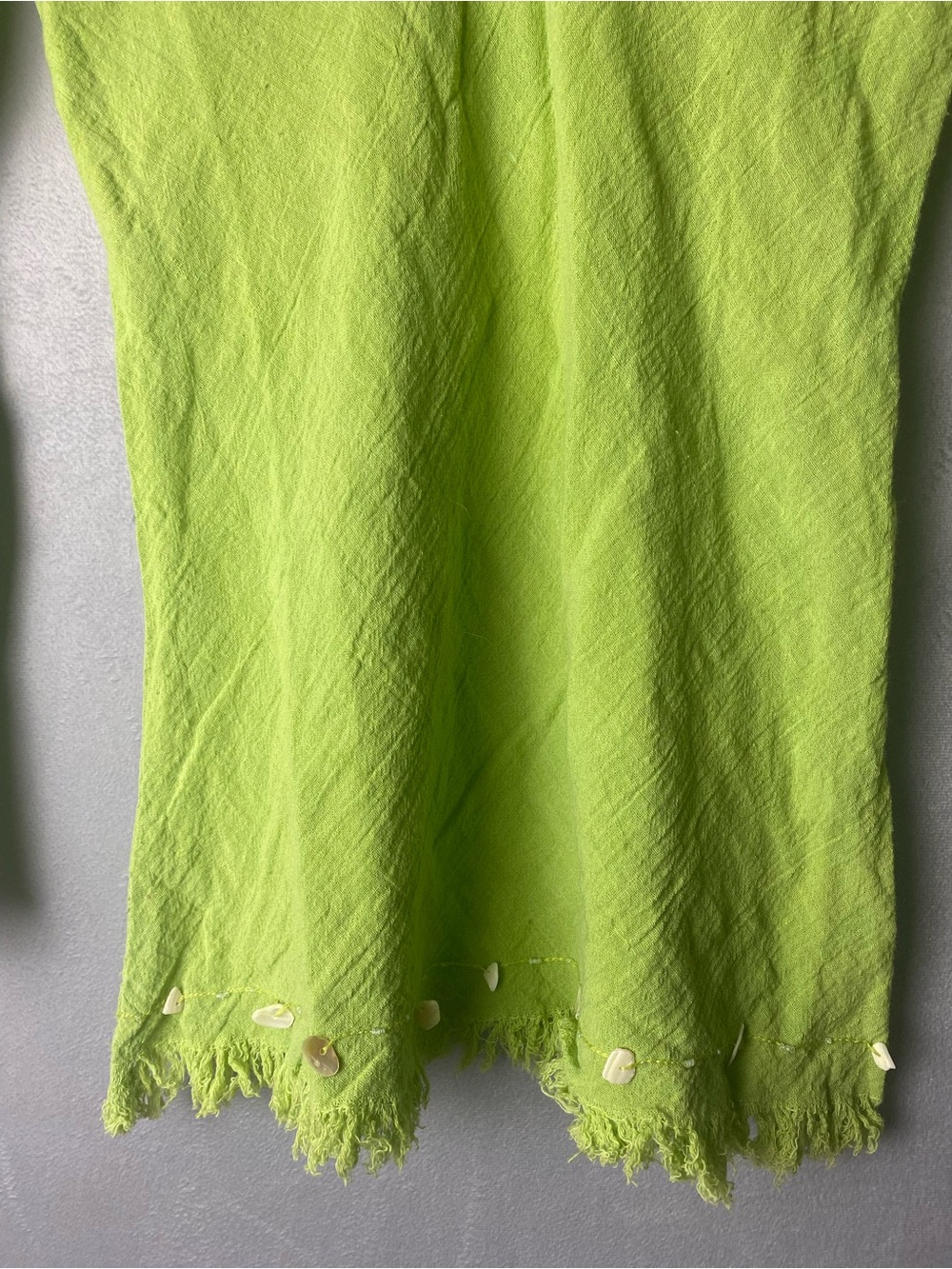 Vintage Y2K Valentino Jeans Cotton Shell trimmed top lime green boho beach S - Picture 3 of 7